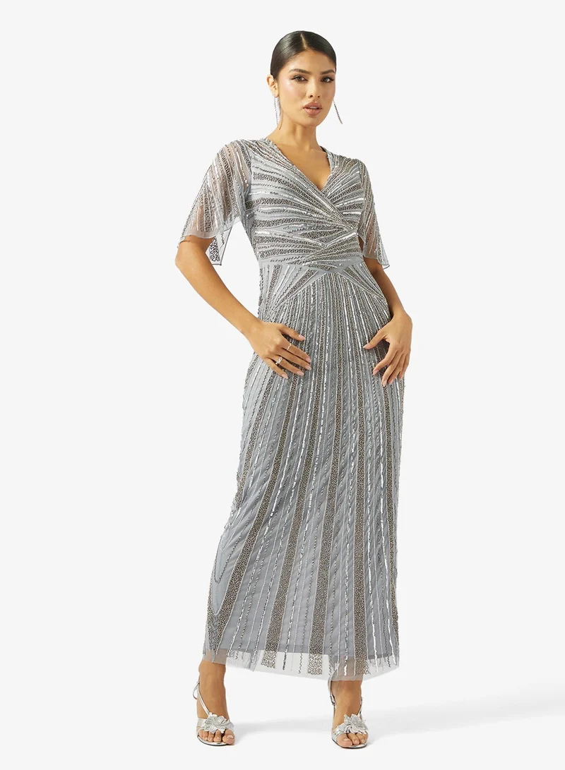 Amelia Rose  V-Neck Sequin Maxi Dress for Women | Best Price UAE